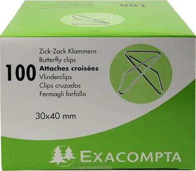 Produktbild von Exacompta 20x Box mit 100 Stück Zick-Zack Büroklammern, 30x40mm, Silber, 14765E