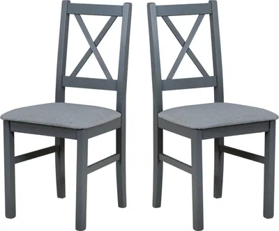 Esszimmerstuhl Stuhl 2er-Set Aus Massivholz Weiß/Graphit