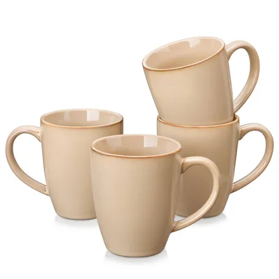 Obrázek produktu pro Sada hrníčků VANCASSO, 4 ks kameninové hrníčky, 480 ml, hrníčky na kávu s uchem, hnědé