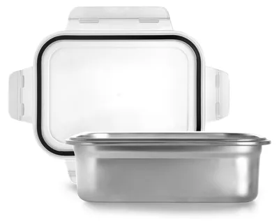 Rechteckige Edelstahl-Lunchbox 1200 ml, mikrowellengeeignet