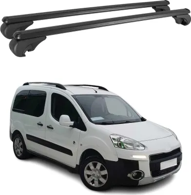 Image de Barres de toit Transversales pour Peugeot Partner Tepee 2008-2018 Aluminium Noir