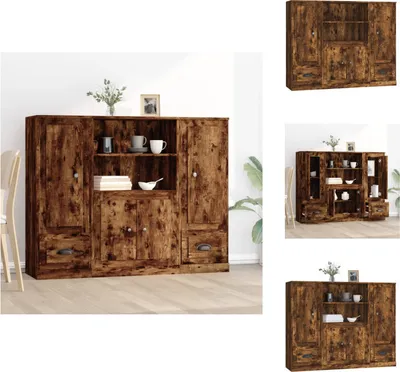 Produktbild von vidaXL Highboards 3 Stk. Räuchereiche Holzwerkstoff -  Sideboards