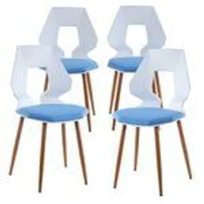 Produktbild von 2er 4er Set Design Stühle Esszimmerstühle Küchenstühle Wohnzimmerstuhl Bürostuhl Kunststoff  , Menge:4 St.;Farbe:Weiß / Hellblau