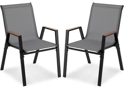 Obrázek produktu pro Sada 2 stohovatelných zahradních židlí 12931NP-VC, 56 x 66 x 88 cm, nosnost až 180 kg, šedé