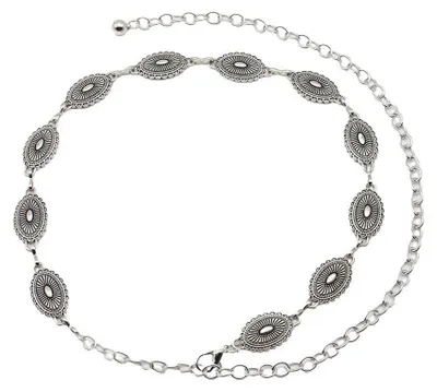 Produktbild von QKEPCY Gürtel Kettengürtel Damen Western Metall Concho Silber Einstellbar Taille