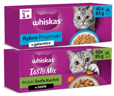 Produktbild von Whiskas Adult 80x85g Nassfutter Tasty Mix + Fisch in Gelee