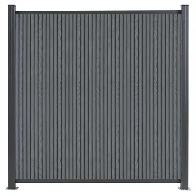 Produktbild von MinteChill WPC Gartenzaun, Sichtschutzzaun Komplettset Anthrazit 180x185cm Alu-Pfosten