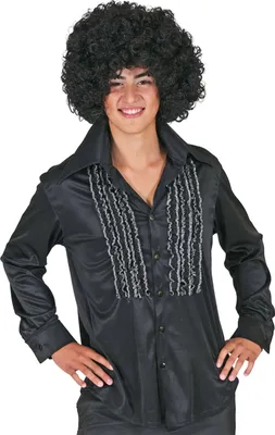 Produktbild von Rüschenhemd Hemd 70er Jahre Karneval Disco schwarz 56-58
