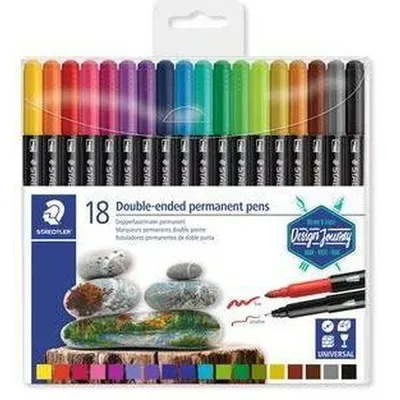 Produktbild von Staedtler - Filzstift Design Journey permanente Doppelspitze 18 Farben | 6 Stück