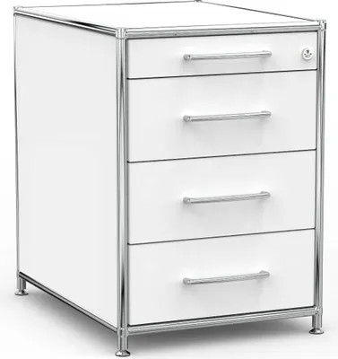 Produktbild von VERSEE Standcontainer 60 cm mit 4 Schubladen – Holz Weiß – Bürocontainer