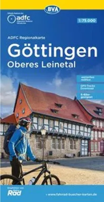 Image de Carte régionale ADFC Göttingen Oberes Leinetal, 1:75.000, résistante aux déchirures et aux intempéries, téléchargement des traces GPS