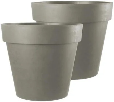 Produktbild von Famanu XXL Pflanzenkübel mit Rollen, 79 und 58 cm Durchmesser, robuste anthrazit und weiße Dekorationsschale für Blumen und Bäume, geeignet für