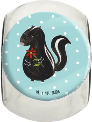 Produktbild von Mr. & Mrs. Panda Kaffeedose Stinktier Blume XL 2000ml - Türkis Pastell - Geschenk, Vorratsglas, Raubtier, Teedose, Skunk, Träume, Wildtier, Dreams, Bonboniere, gewürzglas