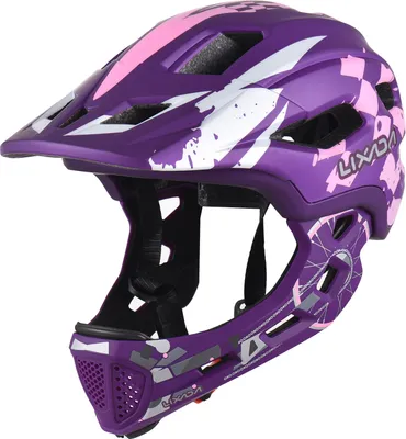 Zdjęcie produktu dla Kask rowerowy LIXADA, kask dziecięcy, kask na rolki, dwustronny kask pełny i półkask, regulowany obwód głowy, fioletowy