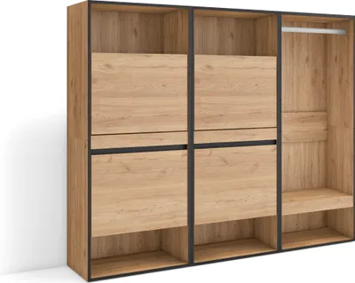 Produktbild von Schuhregal, Schuhschrank, 180x35x145 cm, Für Schlafzimmer, Zimmer, Offener Kleiderschrank, Eiche