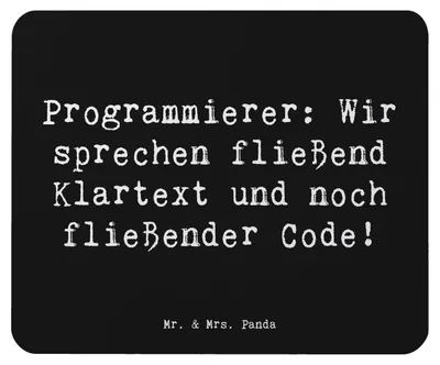 Produktbild von Mr. & Mrs. Panda Mousepad Spruch Programmierer Codeflüsterer - Schwarz - Geschenk, Geschenke für Berufstätige, IT, computer mauspad, handgefertigte, Beruf, Logik, laptop