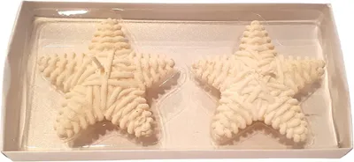Obrázok produktu pre 2 sviečky "stompkaarsen", biela, tvar hviezdy, priemer 7 cm