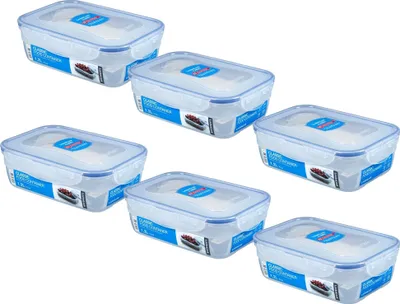Produktbild von LocknLock 6er SET HPL321 Vorratsdosen - Frischhaltedosen 1,2 Liter - Maße (LxBxH): 210 x 146 x 67 mm - Geeignete Dosen zum Einfrieren und Mikrowelle - Lock and Lock Dosen Food Box Meal-Prep-Boxen