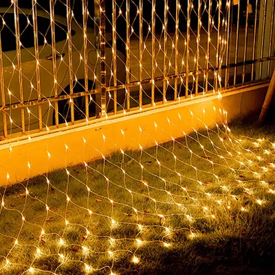 Produktbild von 3X2M 200LEDs Lichternetz 8 Modi Wasserdicht Lichterkette für Innen Weihnachten Hochzeit Party Garten Deko, Gelb