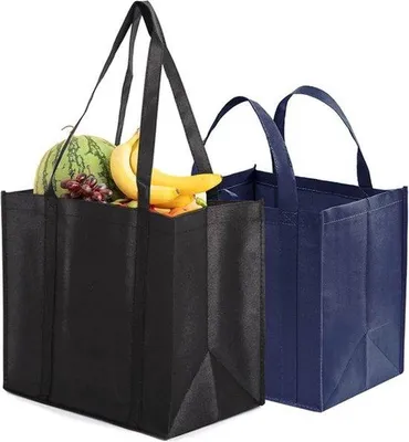 Produktbild von Recycelbare, faliekunststoffen, tragbare Einkaufstaschen, 2 Stück, schwarz.