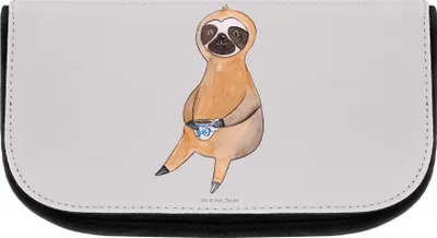 Produktbild von Mr. & Mrs. Panda kosmetiktäschchen Faultier Kaffee - Grau Pastell - Geschenk, Coffee, kosmetiktasche klein, Coffeeaddict, Necessaire, Kulturtasche, Kulturbeutel, faul