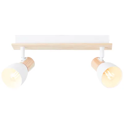 Produktbild von BRILLIANT natürliche Deckenleuchte DAINTREE | weiße Spot Deckenlampe im Nature-Style mit |2x E14 Fassung max. 28 Watt | Metall/Holz