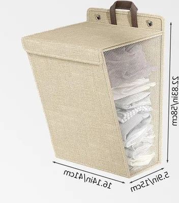 Immagine prodotto di Cesto portabiancheria pieghevole da 60 litri con coperchio e manici, beige