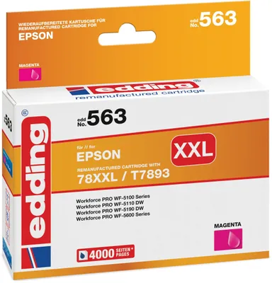 Produktbild von Edding EDD-563 Tintenpatrone, Magenta kompatibel zu Epson T78XXL (T7893), Magenta, 38 ml, 1 Stück(e), 4315 Seiten, Einzelpackung