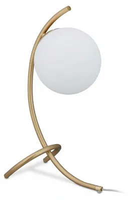 Image de Lampe de table Relaxdays, forme sphérique incurvée, métal et verre, culot E27, lampe pour chambre à coucher, salon, lampe de chevet, doré/blanc