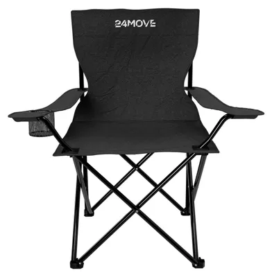 Produktbild von 24MOVE® Campingstuhl Faltstuhl, schwarz, mit Getränkehalter und Tragetasche Outdoor, faltbar max. 100kg, Angerstuhl, Klappstuhl