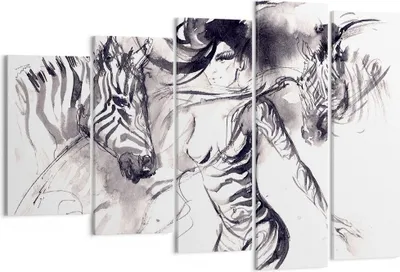Produktbild von Bild auf Leinwand - Leinwandbild - Zebras Bewegung Eleganz weiblich - 150x100cm - Wand Bild - Wanddeko - Leinwanddruck - Bilder - Kunstdruck - Leinwand bilder - Wandkunst - EG150x100-3013