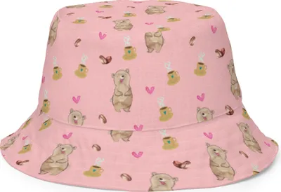 Produktbild von Mr. & Mrs. Panda Schlapphut Bär Kaffee Größe S/M - Rosa - Geschenk, Sonnenhut, Anglerhut, Coffee, Tropenhut, Bucket Hat, Motivation, Teddy, Fischerhut, Sommerhut, Bären