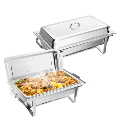 Immagine prodotto di Forno per buffet FCH 2 pezzi in acciaio inox rettangolare 9 litri per buffet e ristoranti, scaldavivande con maniglie di sicurezza argento 56x36x28 cm
