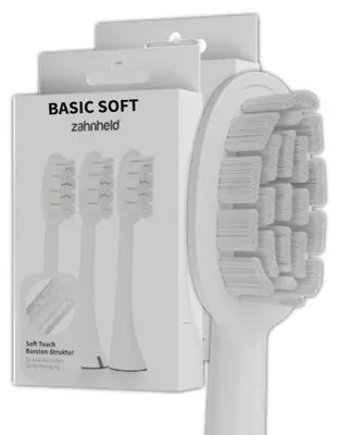 Produktbild von Zahnheld Bürstenkopf Ersatzbürsten Basic Soft - ideal für Gero Schallzahnbürsze, 6 Stück, Weiß, weiche Wechselköpfe, sensible Zähne und Zahnfleisch