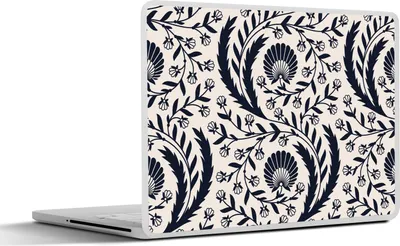 Produktbild von MuchoWow® Laptop Aufkleber Sticker Cover Muster - Blume - Schwarz 30x22 cm - Laptop-Sticker