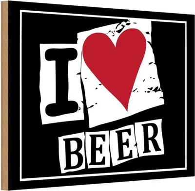 Produktbild von vianmo Holzschild 12x18 cm Alkohol I Love Beer Herz Essen Trinken