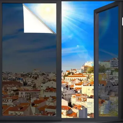 Obrázok produktu pre Fólia na okná Strieborná Čierna, Zrkadlová fólia s ochranou súkromia, 45x300 cm, Samolepiaca, UV- &
