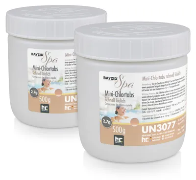 Produktbild von 2x500 g BAYZID® SPA Mini 2,7g pH-neutrale Chlortabs, schnelle und effektive Whirlpool- & Spa-Chlorung
