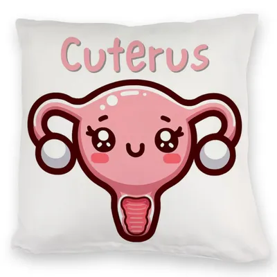 Produktbild von Gebärmutter Kawaii Kuschelkissen mit Spruch Cuterus