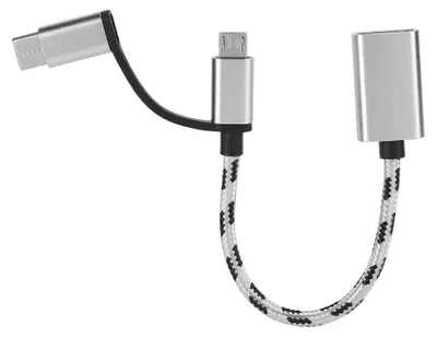 Zdjęcie produktu dla Zestaw 2 sztuk adapterów przesyłowych typu C 2 w 1 z funkcją OTG, złącze do przesyłania danych USB 3.0 (szare)