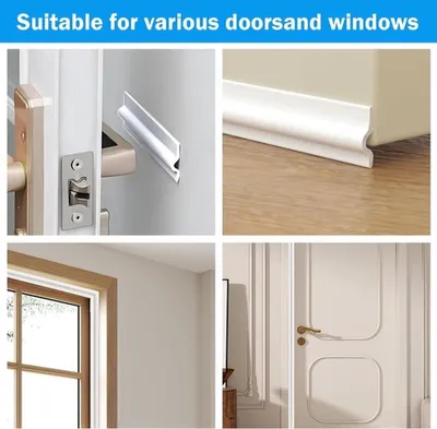 Dichtungsband für Türen und Fenster - Selbstklebend - Luftdichtheit - Kälte- und Windschutz - 8 m - Weiß