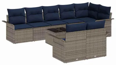 Produktbild von vidaXL Gartensofa-set 9 stk. Grau Poly-Rattan
