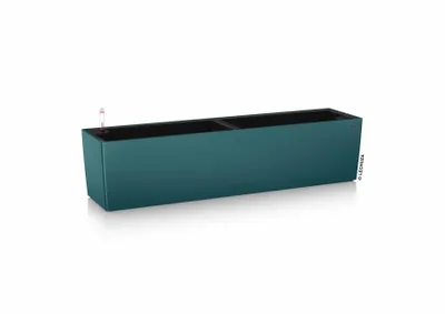 Image de LECHUZA Bac à plantes BALCONERA Color 80 bleu pétrole | Bac à plantes pour balcon avec arrosage et 2 bacs à plantes | Surface mate | 79 x 19 x 19 cm | 15708