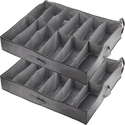 Produktbild von Zwei Schuhboxen für Schuhe, Schuhorganizer, Schuhbox, Schuhunterlage, 75*60*15cm, grau
