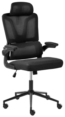 Produktbild von BELIANI Bürostuhl Schwarz Netzstoff Atmungsaktiv Drehbar Höhenverstellbar mit Wippfunktion Armlehnen Moderner Computer Drehstuhl für Homeoffice Büro