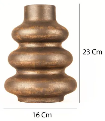 Image de Pot décoratif en céramique brun Ø 19 x H 18,5 cm - peint à la main