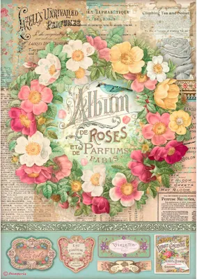 Produktbild von Motiv-Strohseide "Album of Roses", DIN A4