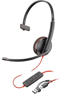 Obrázok produktu pre HP Poly Monofónna náhlavná súprava Poly Blackwire 3210 USB-C + adaptér USB-C/A, Kábel, Kancelária / call centrum, 64 g, Slúchadlá s mikrofónom, Čierna
