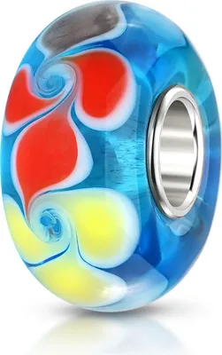 Produktbild von MATERIA by Matthias Wagner Glas Bead blau mit bunten Wirbeln 1003