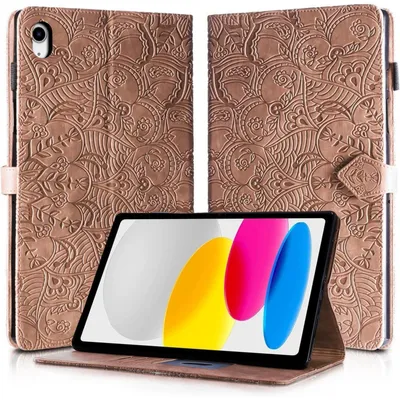 Produktbild von Schutzhülle für iPad 10. Generation 10,9 Zoll 2022 Braun Kunstleder mit Standfunktion und Kartenschlitz